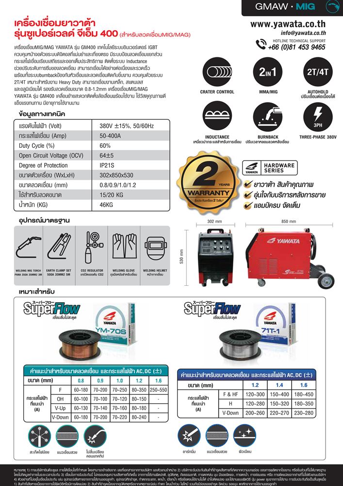 Picture of เครื่องเชื่อมยาวาต้า รุ่น ซูเปอร์เวลด์ จีเอ็ม 400 สำหรับ ลวดเชื่อม MIG/MAG